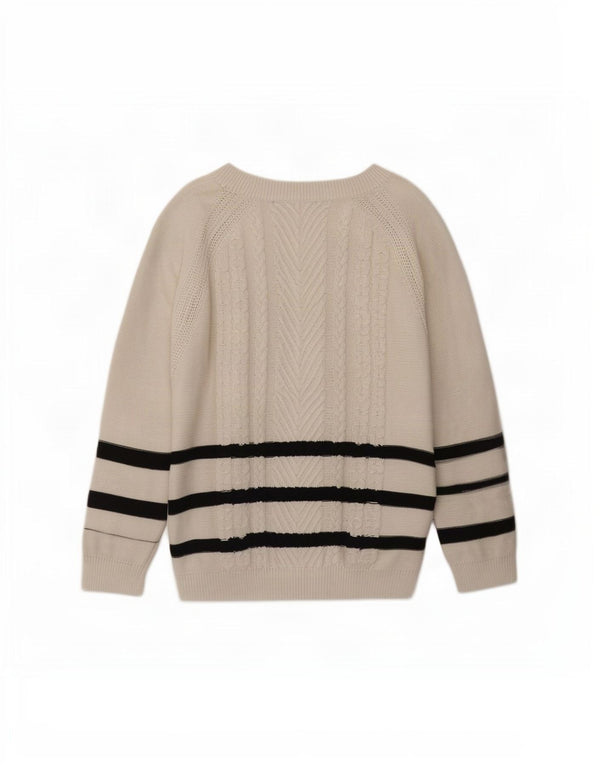 Crew Clothing Pull col bateau pour femme UK 18 XL Coton rayé blanc