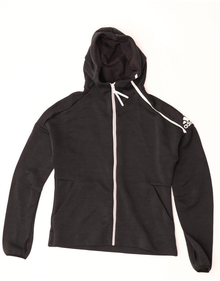 Adidas Pull à capuche zippé pour femme UK 16 Grand Noir Polyester