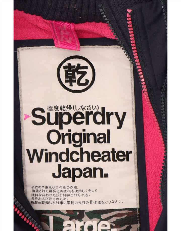 SUPERDRY Veste coupe-vent Windcheater pour femme UK 16 Large Bleu marine