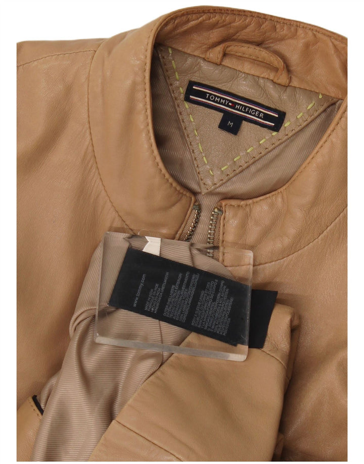 Tommy Hilfiger Veste en cuir pour femme UK 14 Cuir marron moyen