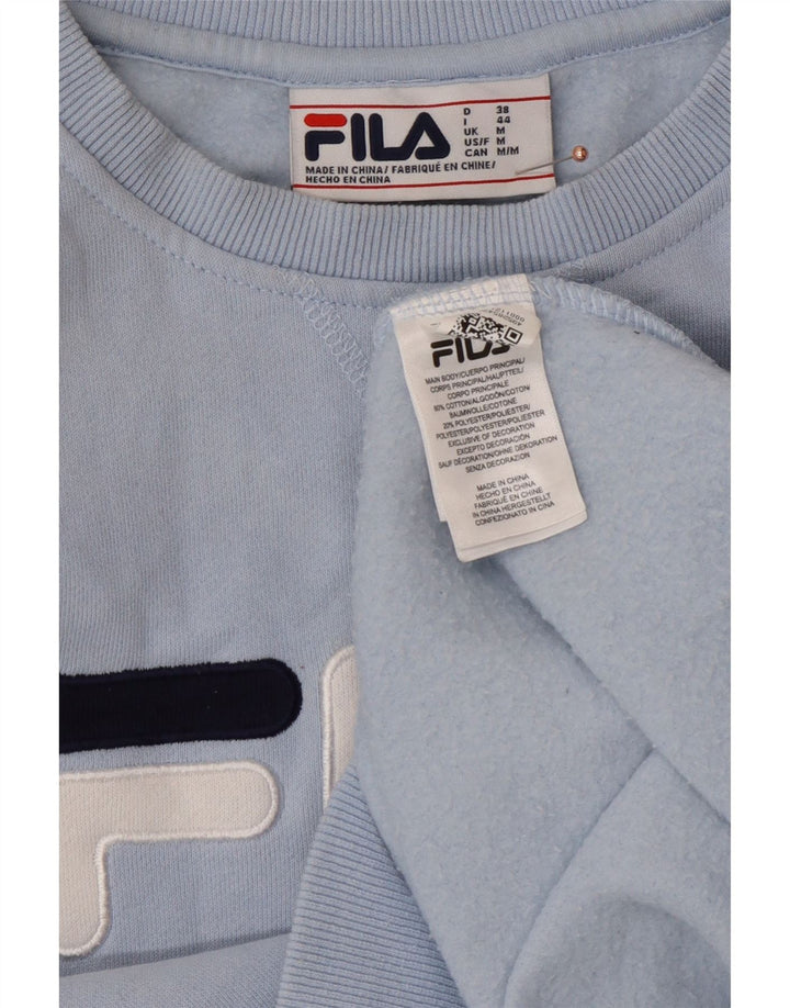 FILA Sweat-shirt graphique pour femme UK 14 Bleu moyen en coton colour block