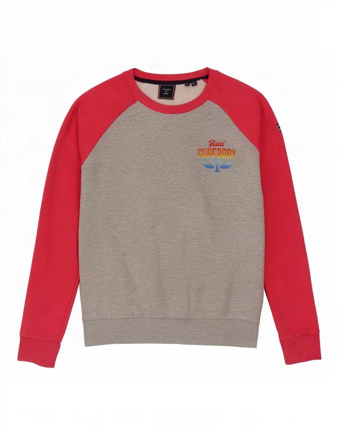 Superdry Sweat-shirt surdimensionné pour femme UK 10 Small Gris Colourblock