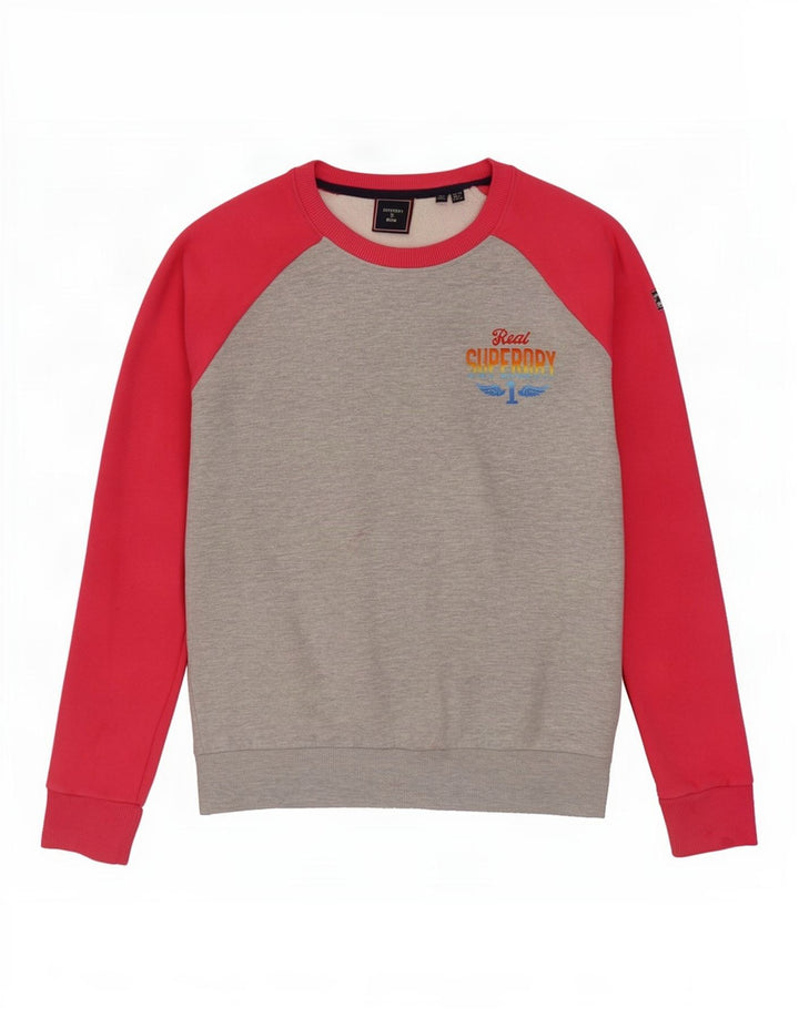 Superdry Sweat-shirt surdimensionné pour femme UK 10 Small Gris Colourblock