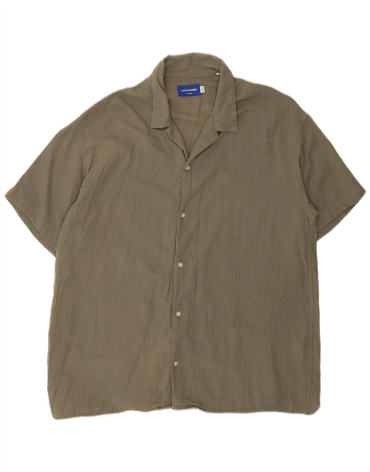 JACK & JONES Chemise à Manches Courtes Homme Large Kaki Coton