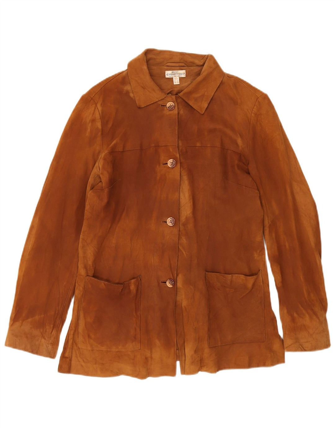 Veste en daim femme vintage UK 12 Cuir marron moyen Classique