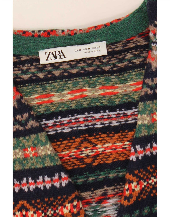 Zara Womens Gilet court UK 12 Laine multicolore moyenne