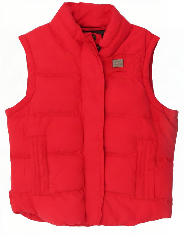Superdry Femme Gilet Rembourré UK 14 Coton Rouge Moyen