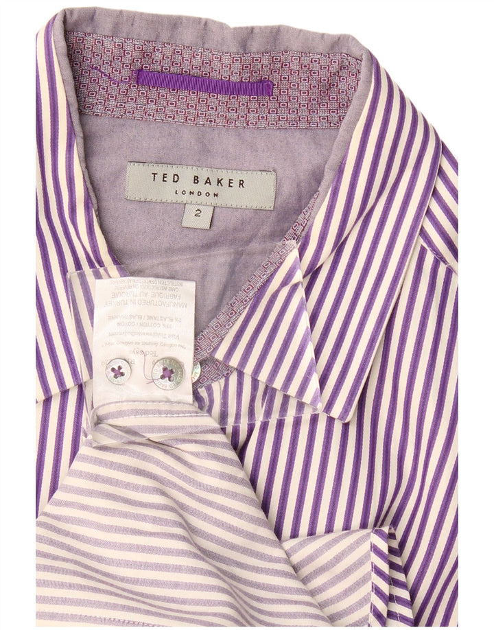 TED BAKER Chemise homme Taille 2 Petit coton à fines rayures violet