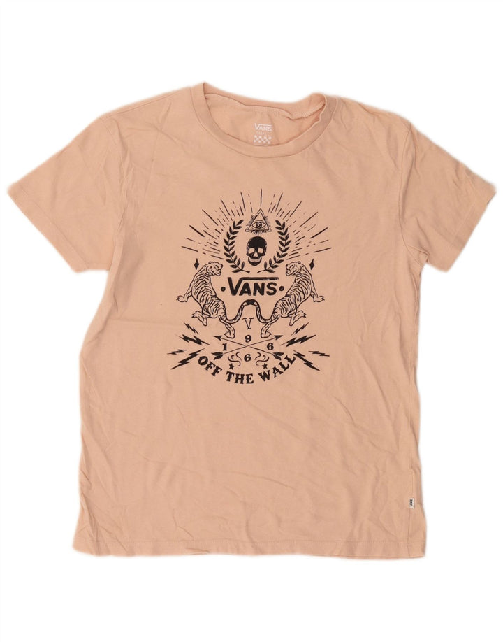 VANS T-shirt graphique pour femme UK 10 Petit coton rose