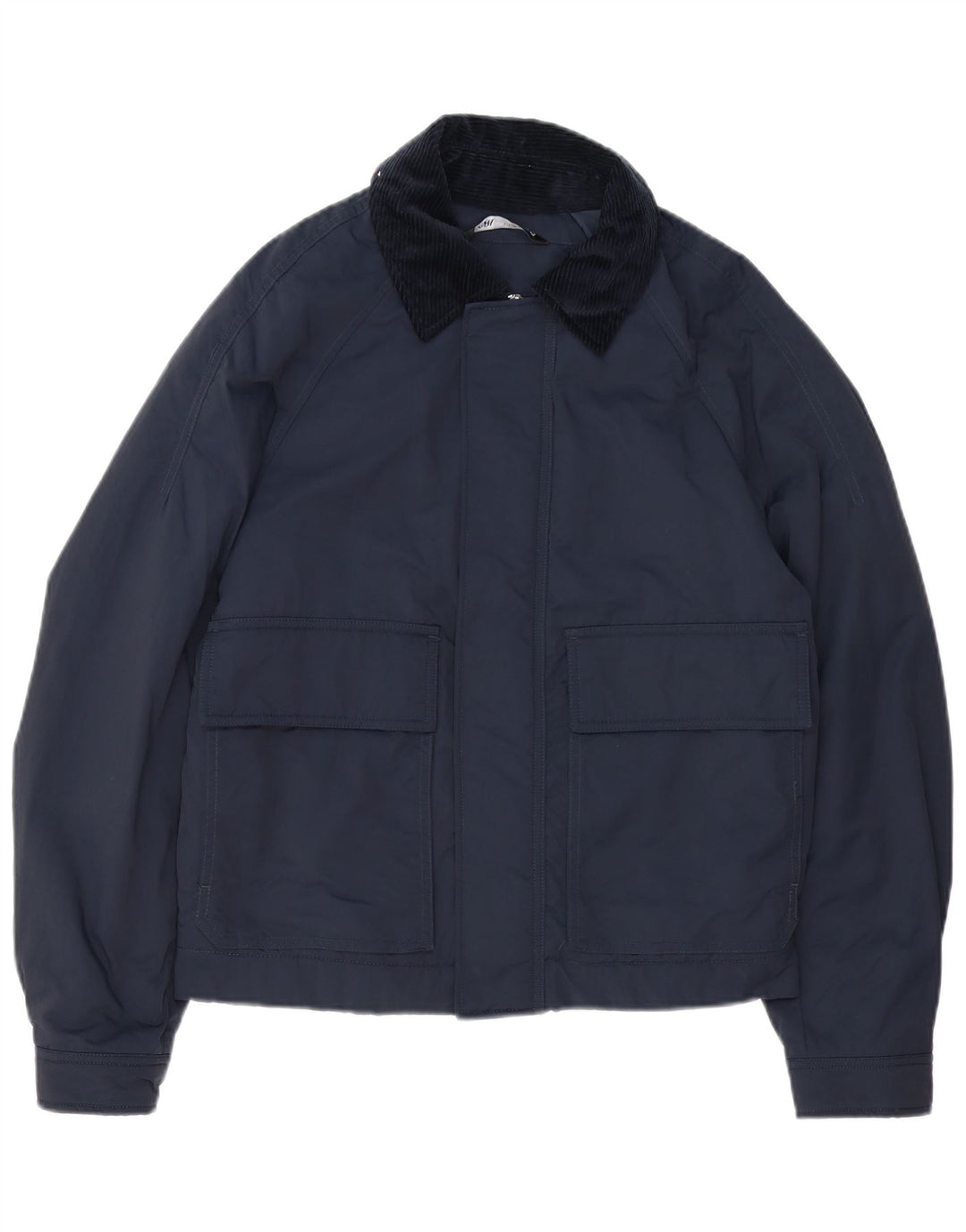 Zara Veste Bomber Homme UK 36 Petit Bleu Marine Colorblock Polyester