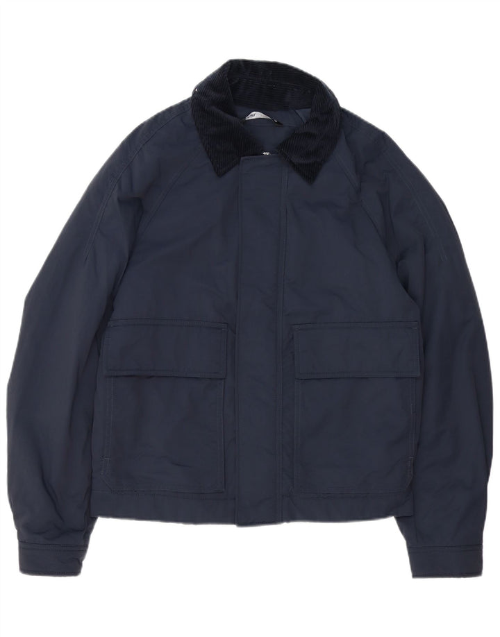 Zara Veste Bomber Homme UK 36 Petit Bleu Marine Colorblock Polyester