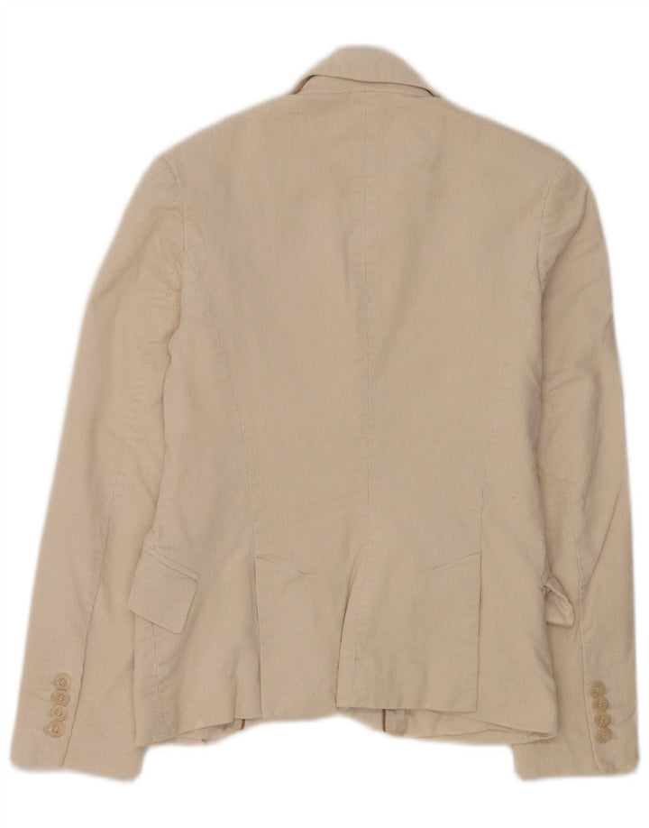 Zara Veste blazer en velours côtelé pour femme à 2 boutons EU 36 XS en coton blanc cassé