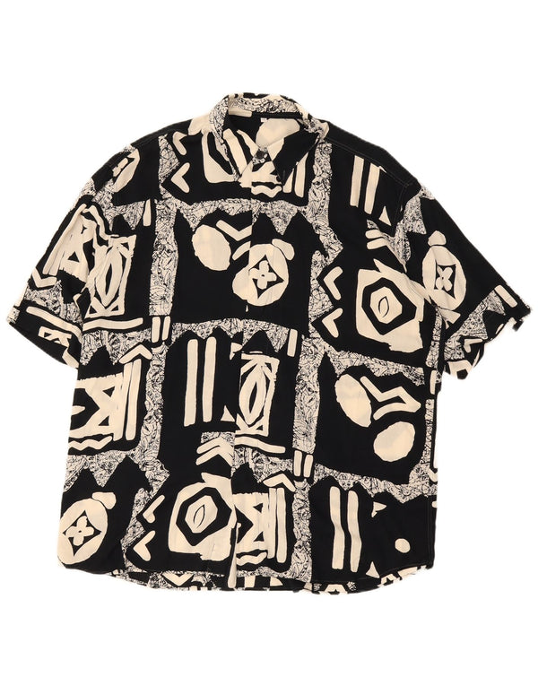 chemise à manches courtes vintage pour hommes IT 42 Grand patchwork noir