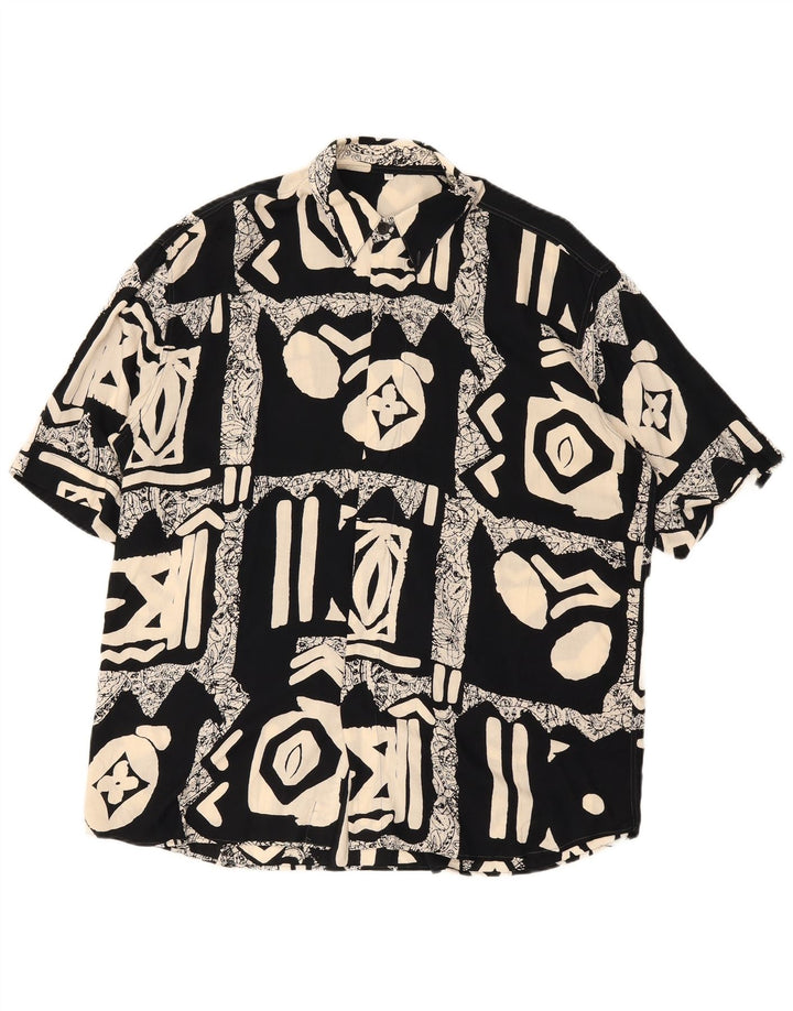 chemise à manches courtes vintage pour hommes IT 42 Grand patchwork noir