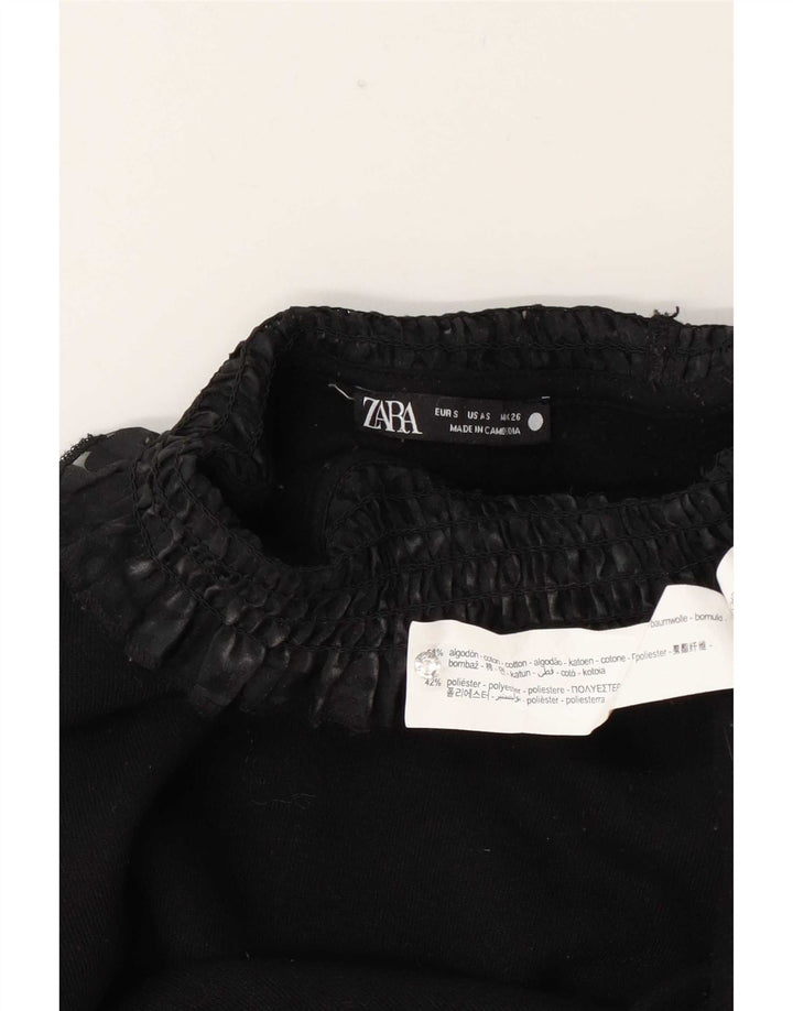 Zara Chemisier surdimensionné à manches longues pour femme UK 10 Petit coton noir