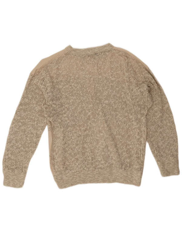 vintage Mens Cardigan Pull Moyen Beige Coton