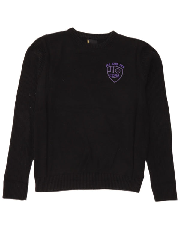 Jack & Jones Pull graphique à col rond pour homme en coton noir Taille L