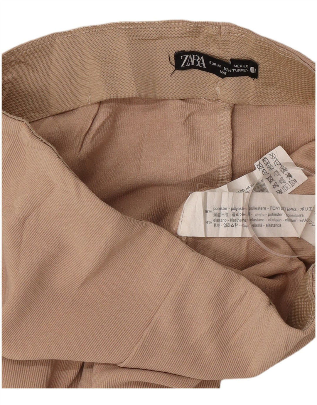 Zara Leggings Femme Moyen W28 L30 Marron Pinstripe Polyester