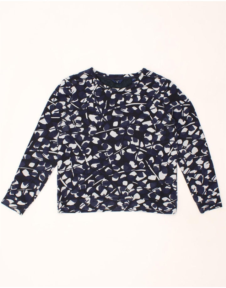 GANT Womens Abstract Pattern Sweatshirt Jumper UK 10 Small Navy Blue Vintage Gant and Second-Hand Gant from Messina Hembry 