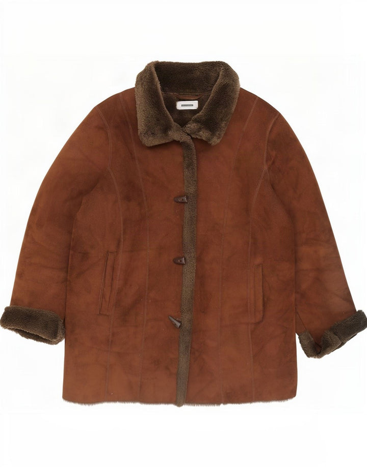 Wallis Manteau Sherpa surdimensionné pour femme UK 16 Grand Acrylique Marron