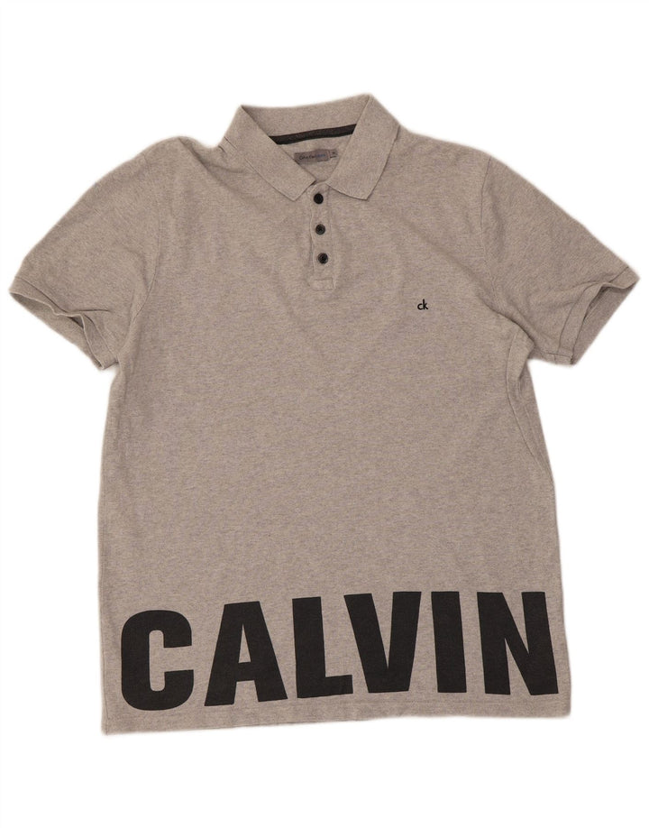 CALVIN KLEIN JEANS Polo Graphique Homme Gris Moyen Coton