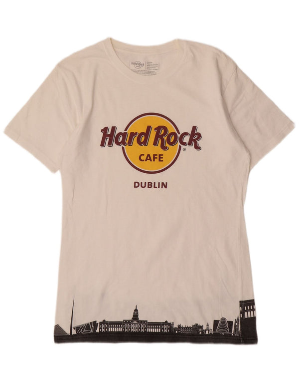 Hard Rock Cafe Dublin T-shirt graphique pour homme en coton blanc moyen