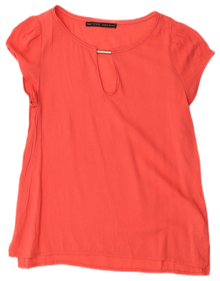 Zara Femme Chemisier Top UK 12 Medium Rouge Viscose