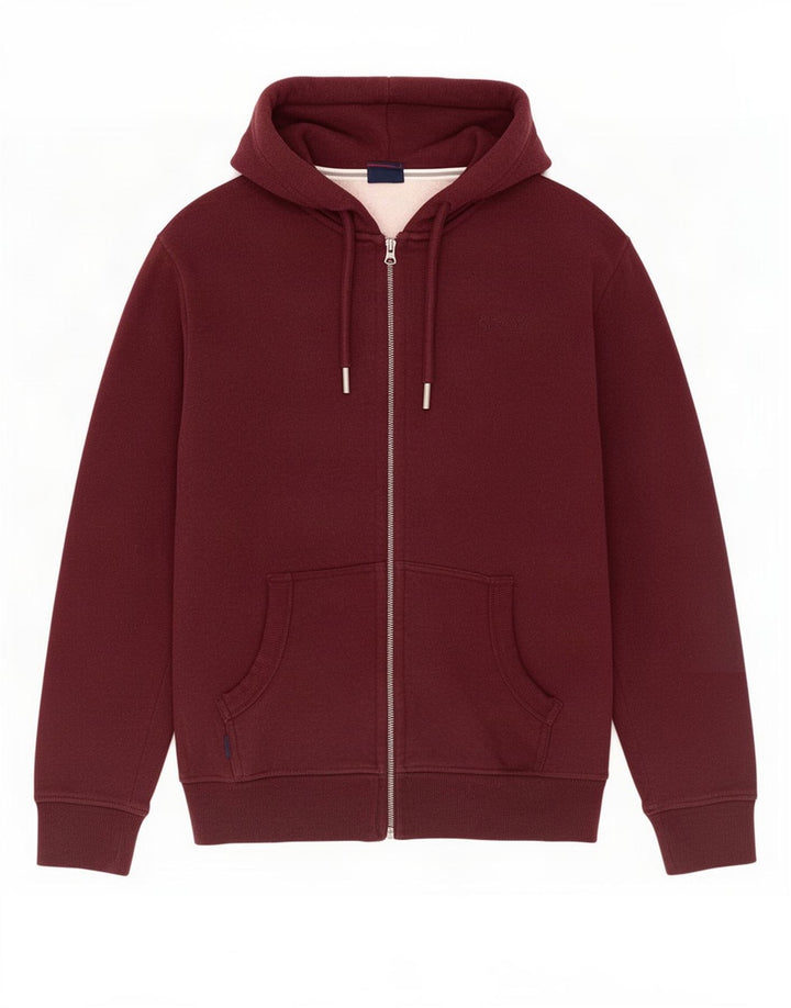 Superdry Pull à capuche zippé en coton marron moyen pour homme