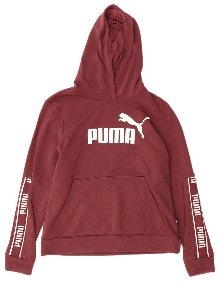 PUMA Pull à capuche graphique pour femme UK 14 Coton bordeaux moyen