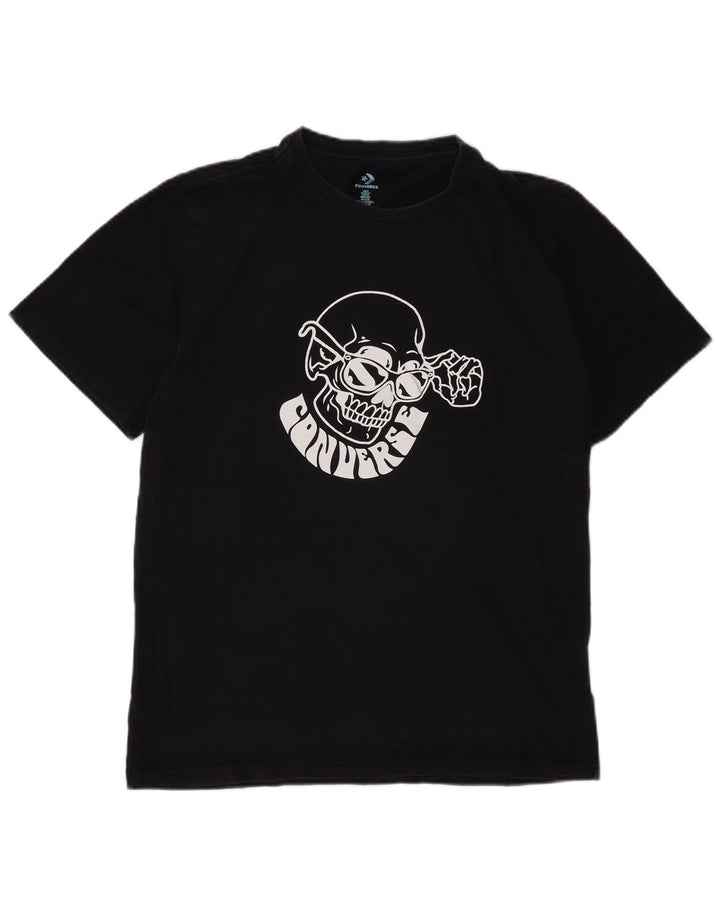 Converse T-Shirt Graphique Homme Petit Noir Coton