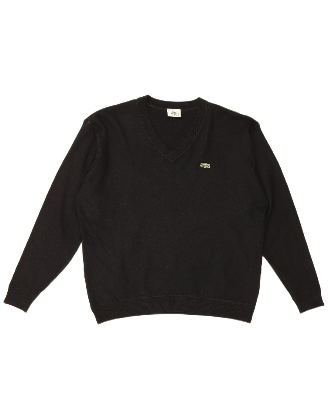Lacoste Pull col V pour homme Taille 8 3XL Laine noire