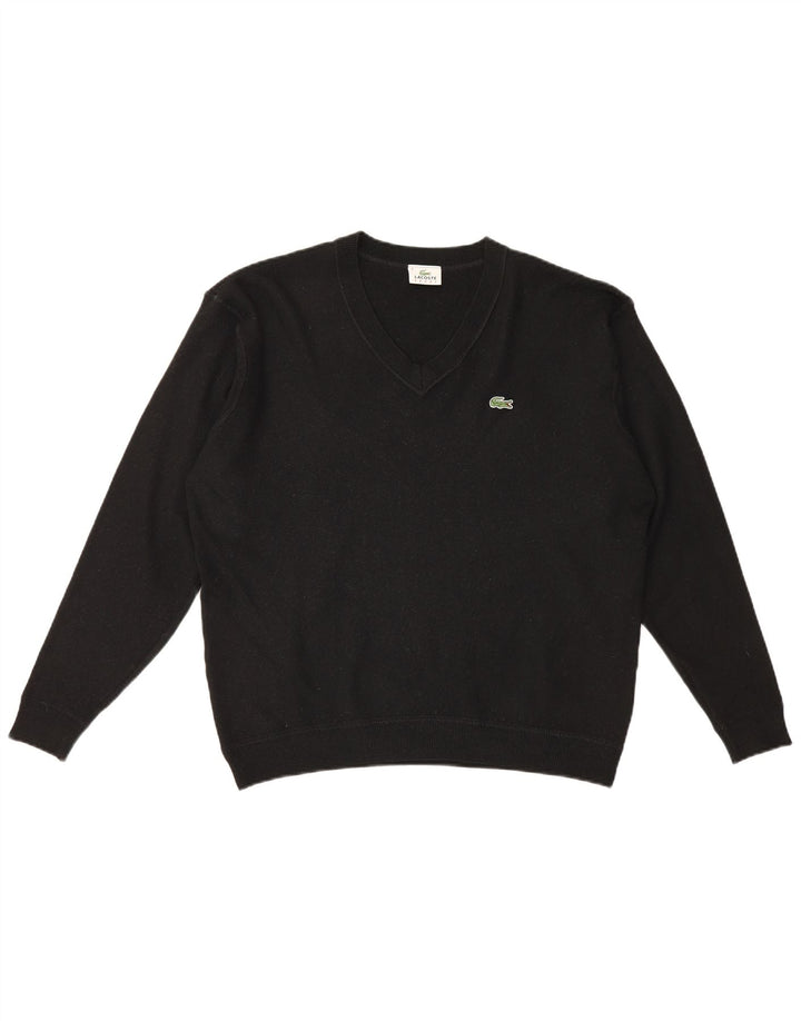 Lacoste Pull col V pour homme Taille 8 3XL Laine noire