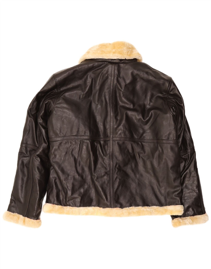 VINTAGE Veste en peau de mouton pour homme UK 50 5XL Cuir marron
