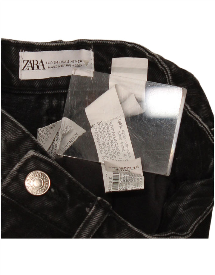 Zara Short en jean vieilli pour femme EU 34 2XS W24 Coton noir