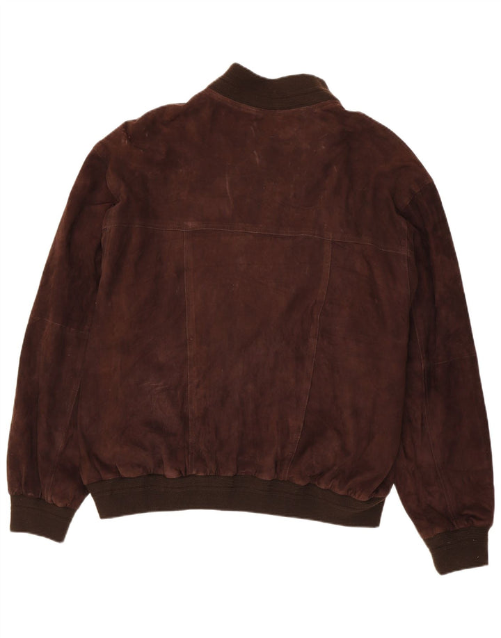 Veste Bomber Vintage en Suède pour Hommes IT 58 4XL Cuir Marron