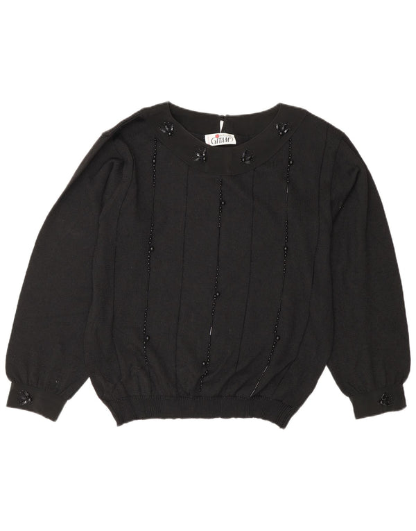 Gitam Womens Boat Neck Jumper Sweater UK 16 Large Black