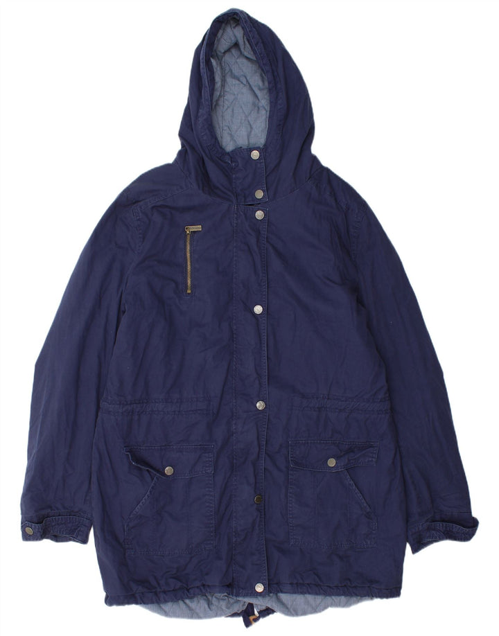 Fat Face Parka à capuche pour femme UK 18 XL Bleu marine Coton