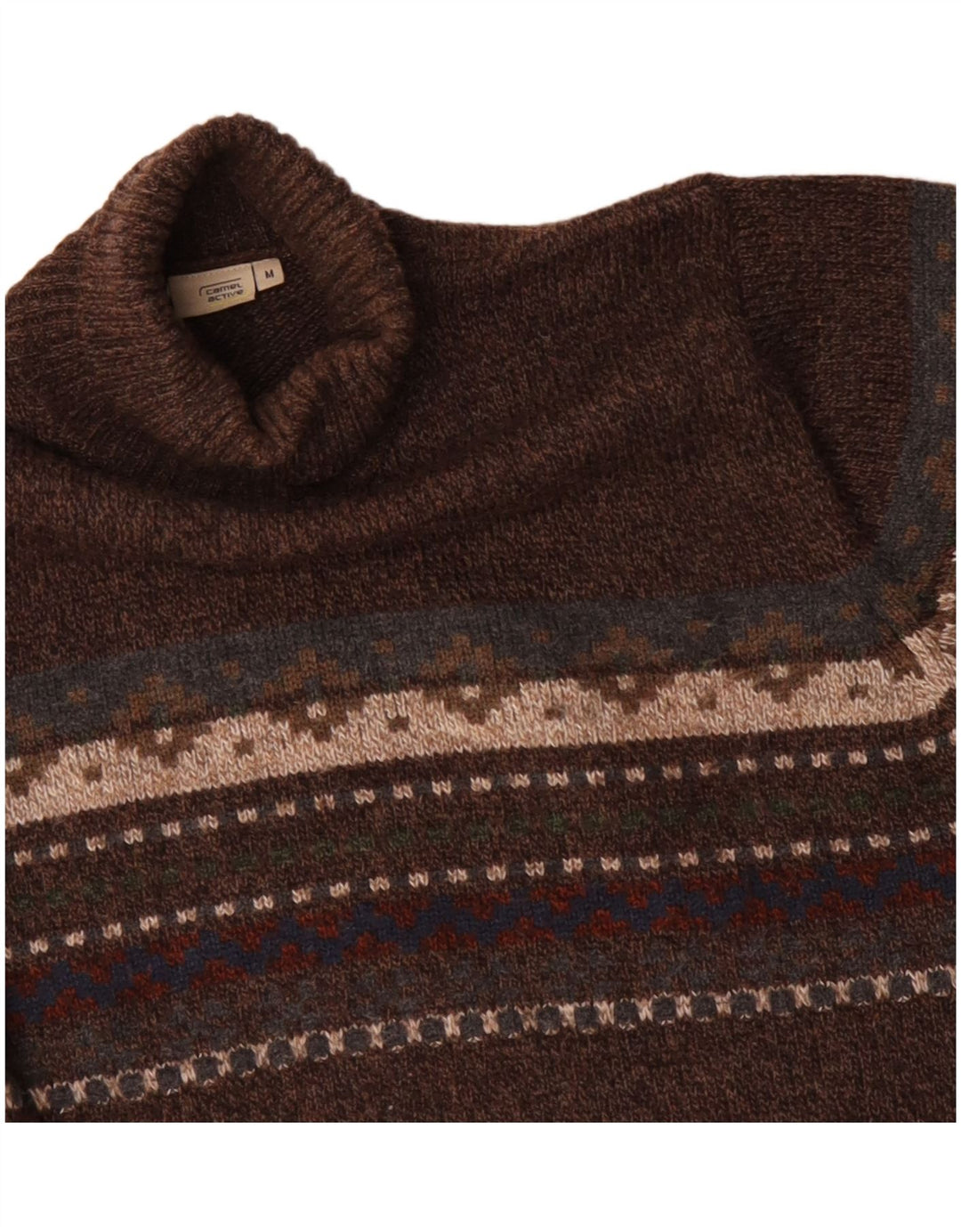 Camel Active Pull Col Roulé Homme Marron Moyen Laine Fair Isle