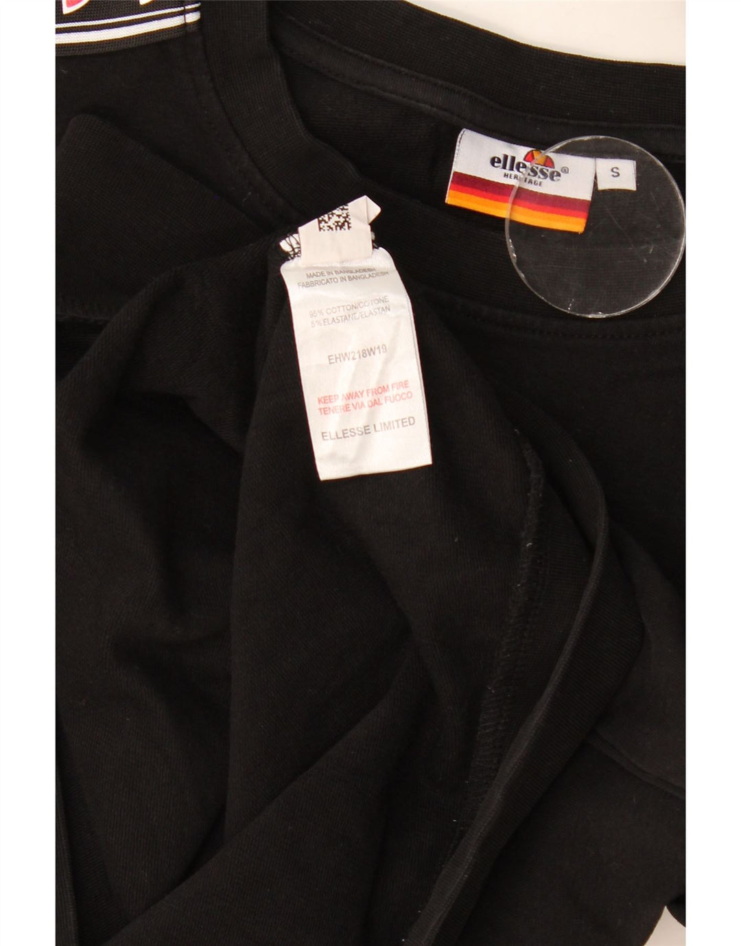 Ellesse Homme Heritage Graphic Sweatshirt Jumper Petit Noir Colorblock