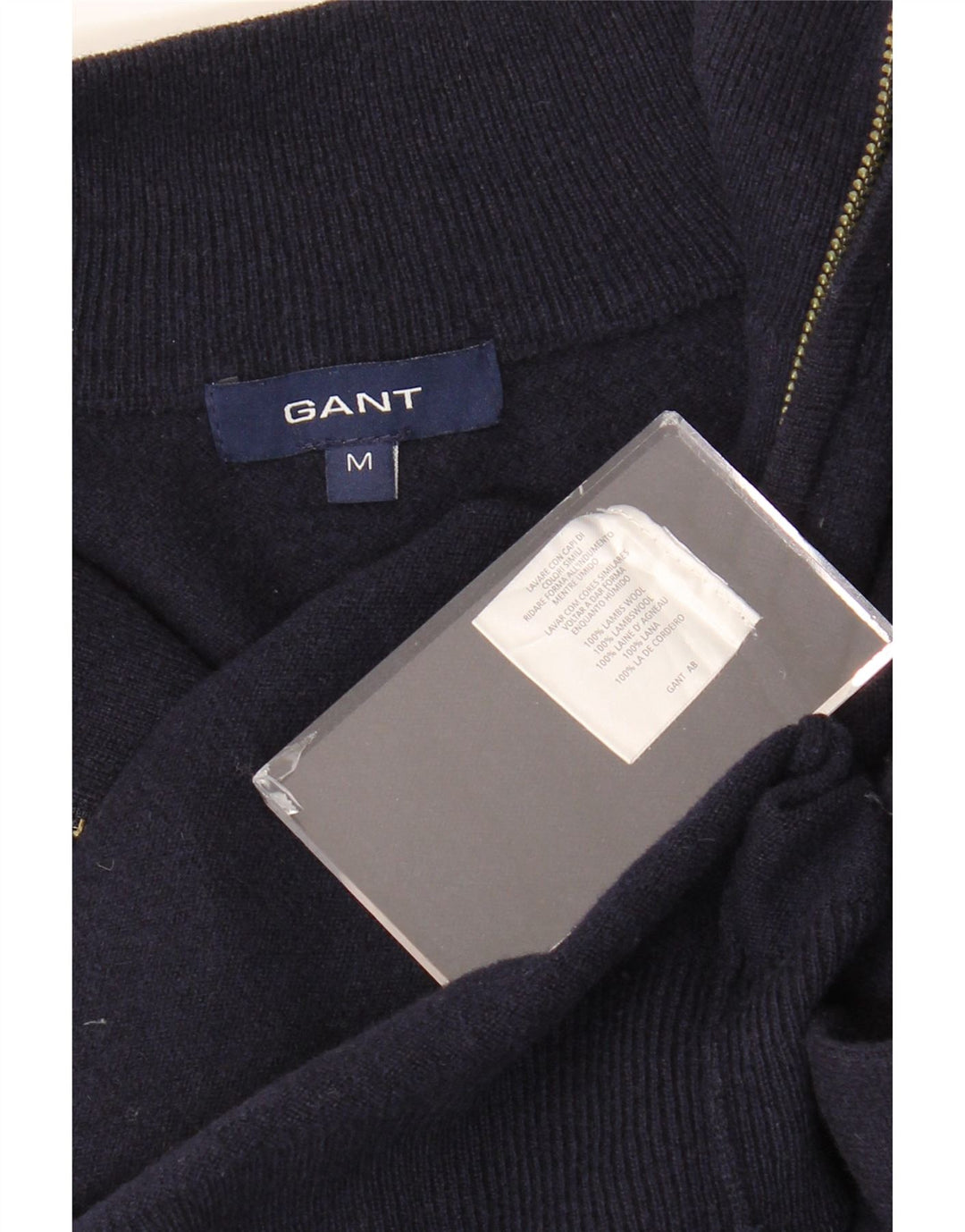GANT Pull col zippé homme bleu marine moyen laine d'agneau