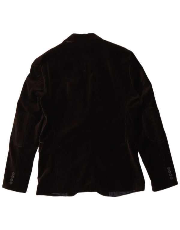 Zara Veste blazer en velours à 2 boutons pour homme EU 50 Marron moyen Polyester