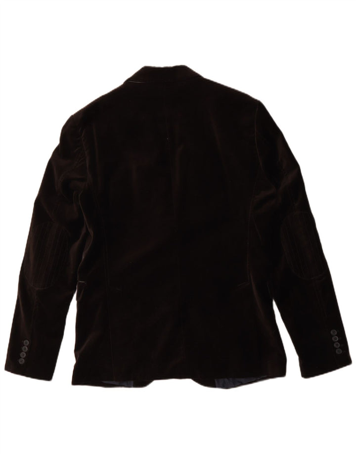 Zara Veste blazer en velours à 2 boutons pour homme EU 50 Marron moyen Polyester