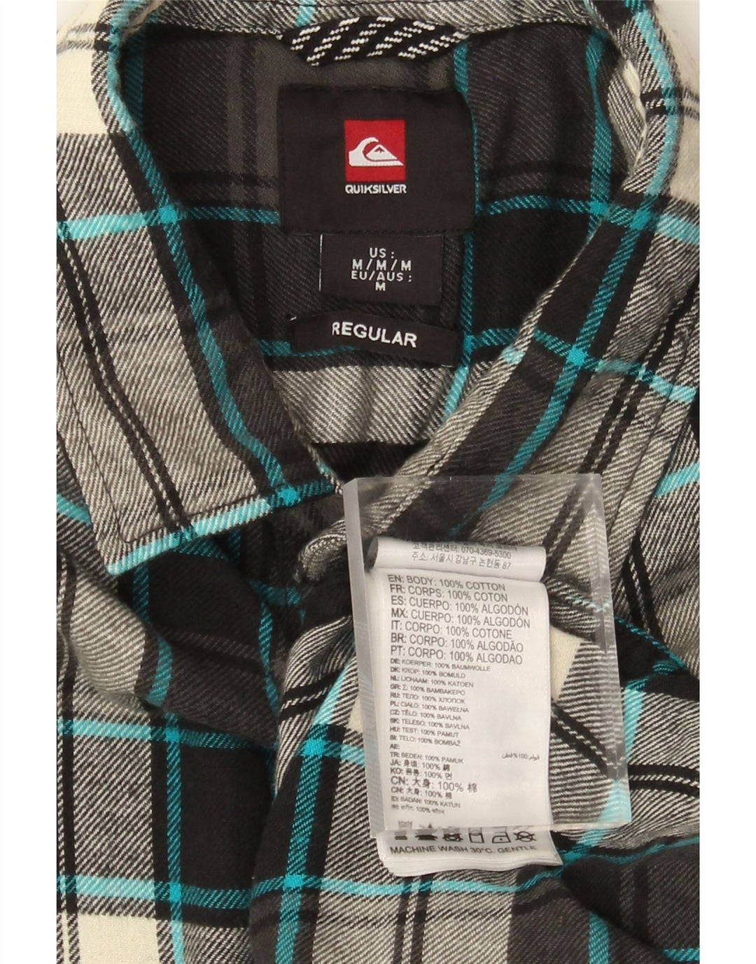 Quiksilver Chemise Regular Fit en Flanelle Homme Gris Moyen à Carreaux en Coton