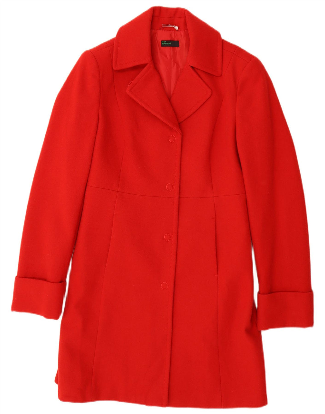 Benetton Pardessus Femme IT 42 Laine Rouge Moyen
