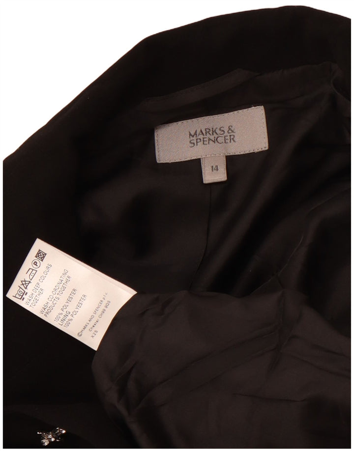 MARKS & SPENCER Veste blazer à 2 boutons pour femme UK 14 Noir moyen Polyester