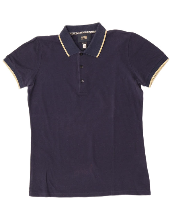 Roberto Cavalli Polo Homme Petit Bleu Marine Coton