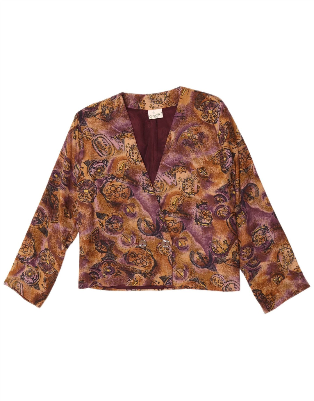 vintage Femme Cardigan Top UK 10 Petite Viscose Multicolore