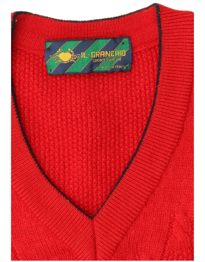 IL GRANCHIO Pull Col V Homme Grand Rouge