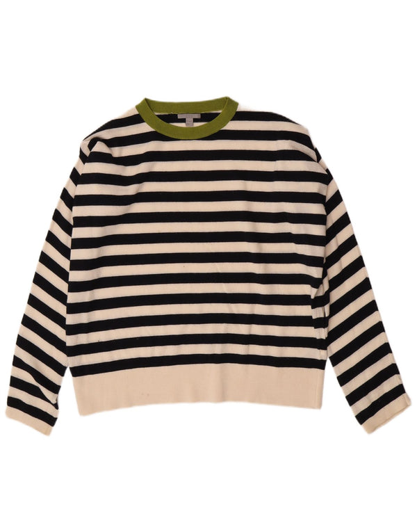 Cos Pull surdimensionné à col rond pour femme UK 10 Petit rayé noir