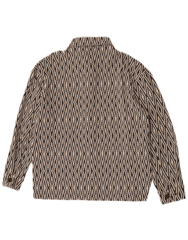 Zara Mens Bomber Jacket UK 38 Moyen Noir Géométrique Coton